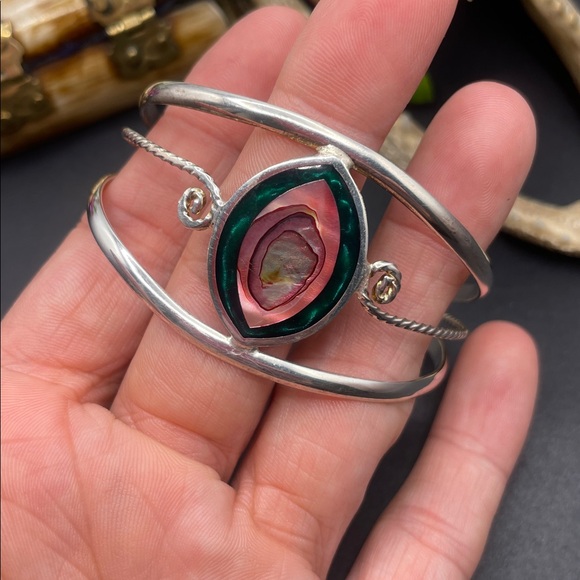 Alpaca Mexico cuff bracelet vintage - Picture 4 of 5